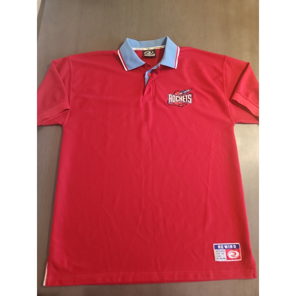 Houston Rockets Shirt Polo X-Large Rewind Vintage 90s NBA Basketball Retro Hoops
